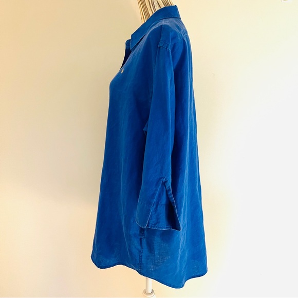Lauren Ralph Lauren 100% Linen Shirt Women’s XL Blue Button Long Sleeves - Picture 4 of 9